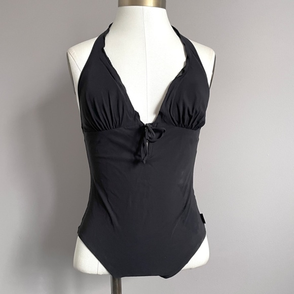 🛑 Shan Black Halter Style One-Piece Swimsuit - 10/Medium 🇨🇦 - Picture 1 of 12